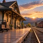 Montana railroad depots showing a historic train station beside old railway tracks