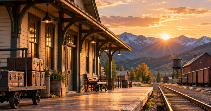Montana railroad depots showing a historic train station beside old railway tracks